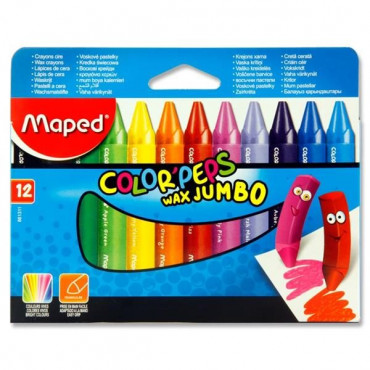 Box 12 Color'peps Wax Jumbo Crayons