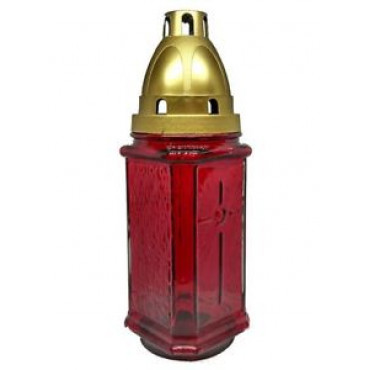 Grave Lantern Glass Red & Candle