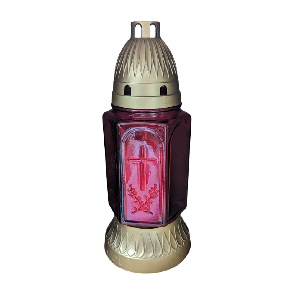 Grave Lantern Glass Red and Candle