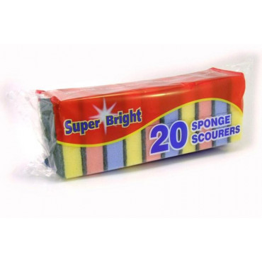 Super Bright Sponge Scourers 20Pk
