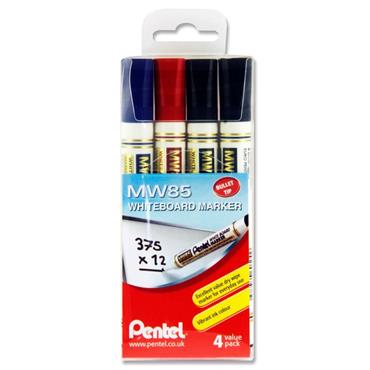 Pentel Bullet Point Pk4 Mw85 Whiteboard Markers