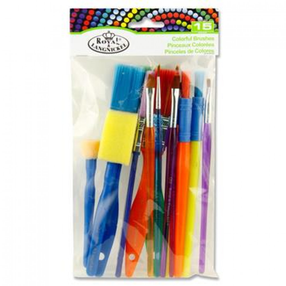 Paint Brushes Pk 15 Colourful