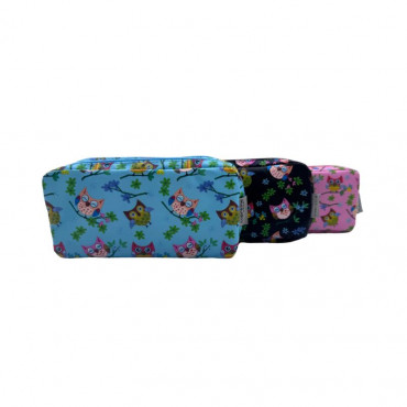 DOUBLE PENCIL CASE OWL ASSORTED