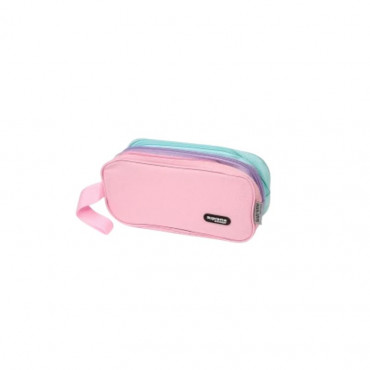 TRIPLE PENCIL CASE PINK PURPLE BLUE