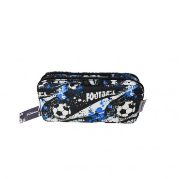 DOUBLE PENCIL CASE FOOTBALL BLUE