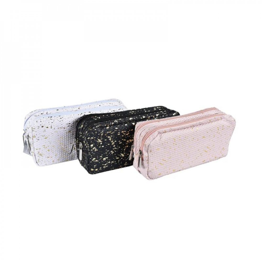 DOUBLE PENCIL CASE GOLD FLECK