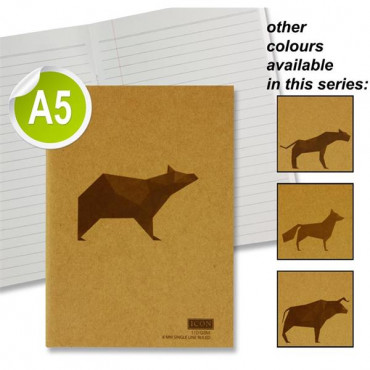 A5 80Pg 110Gsm Kraft Ruled Notebook Book Animalia.