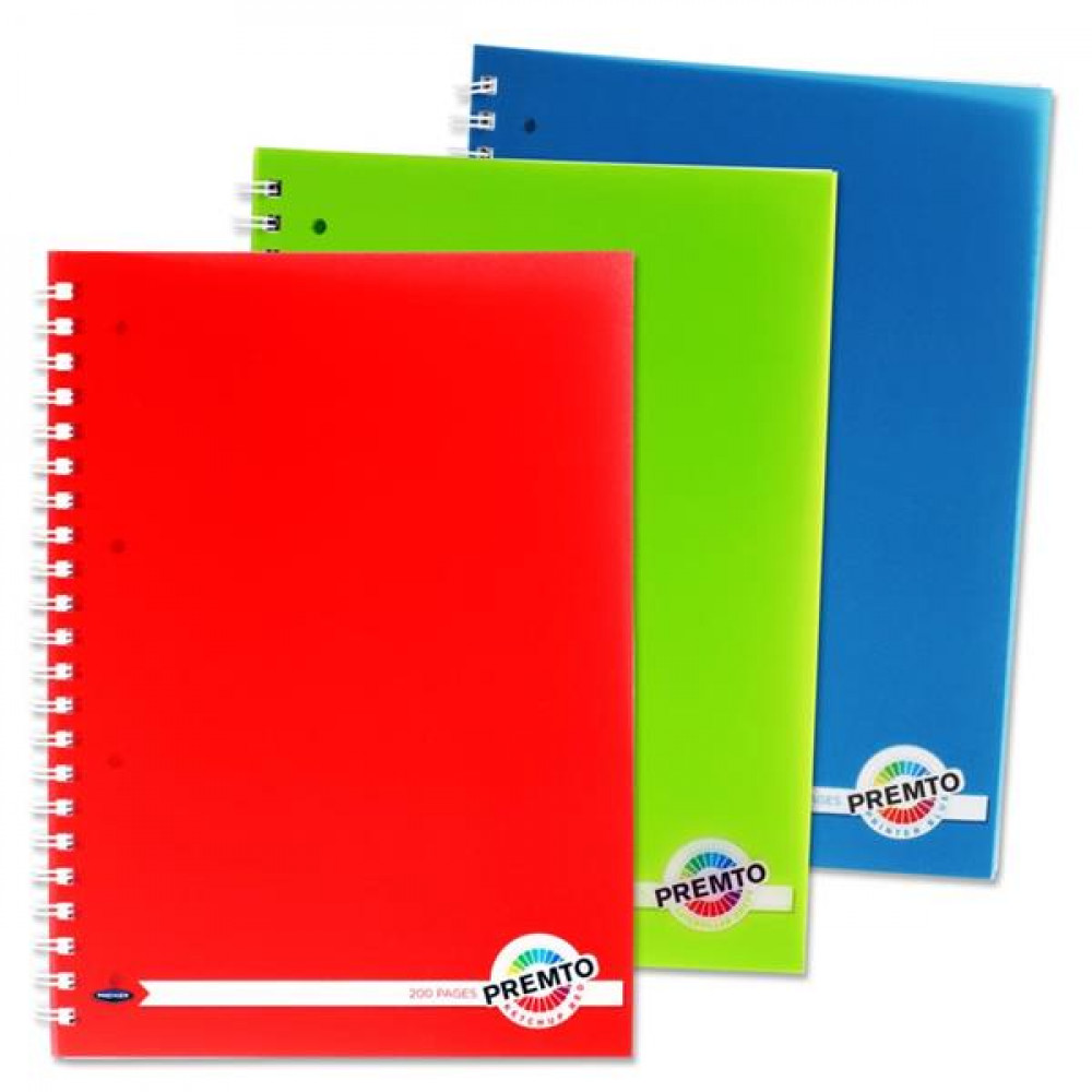 A4 200pg PP Wiro Notebook 3 Assorted