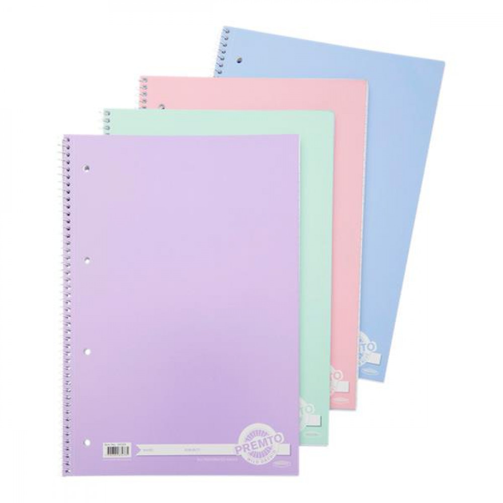 Premto Pastel A4 160pg Spiral Notebook 4 Asst