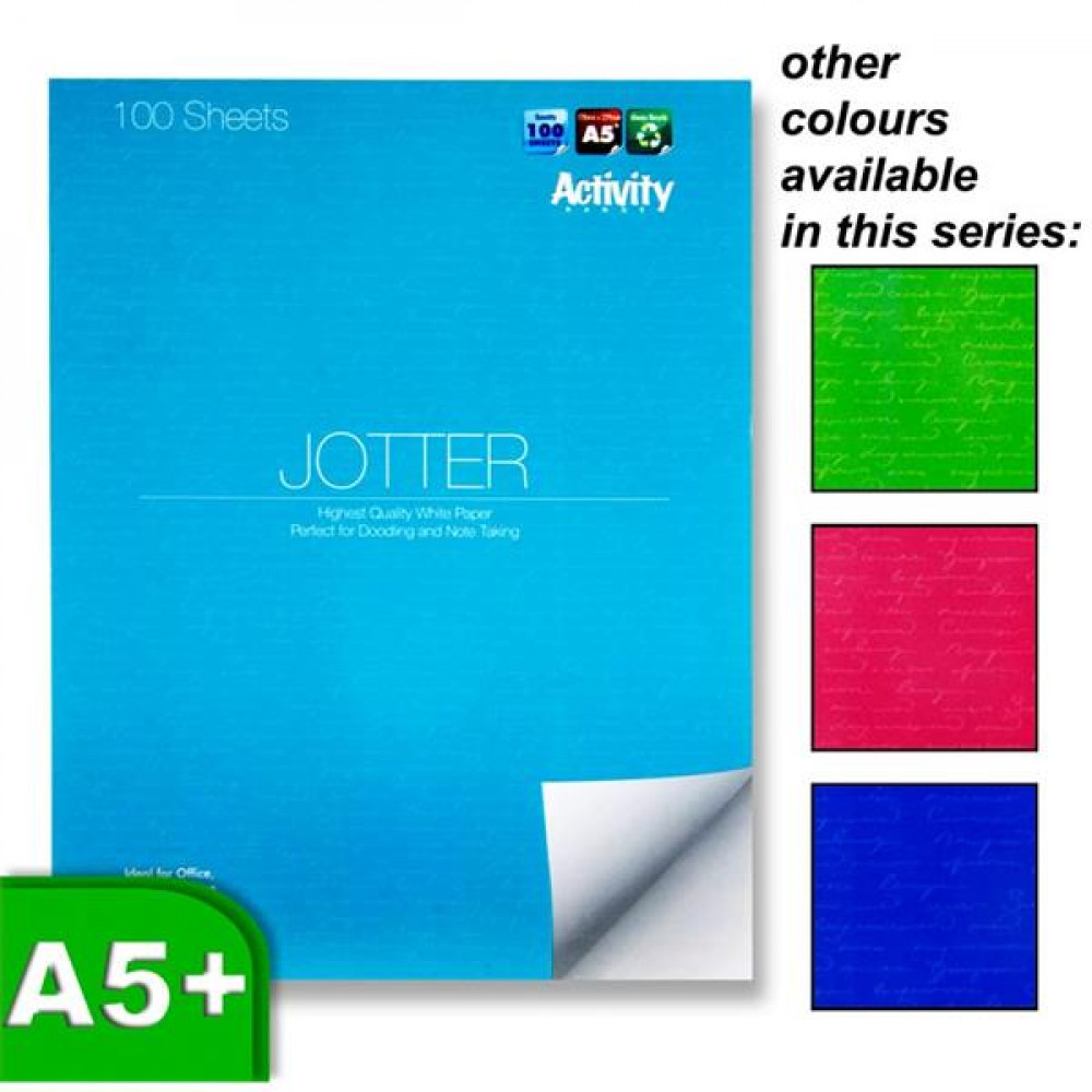 A5+ Jotter Blank Notebook Assorted