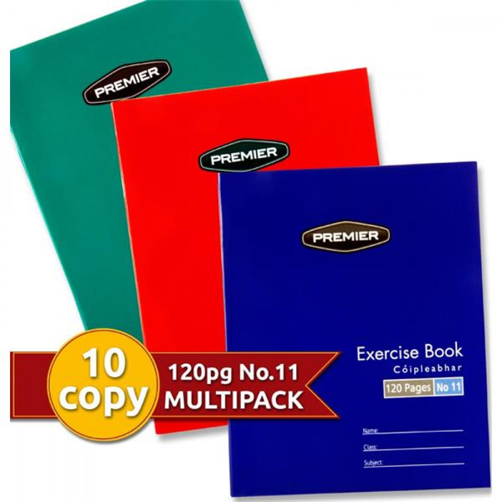 120pg Copy Books Pk10 Assorted Colours