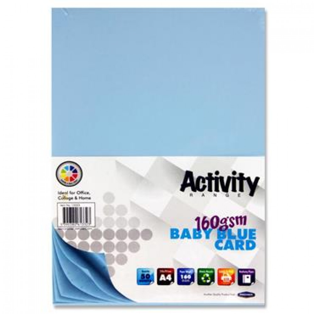 Activity Card 50 Sheets Baby Blue A4 160Gsm