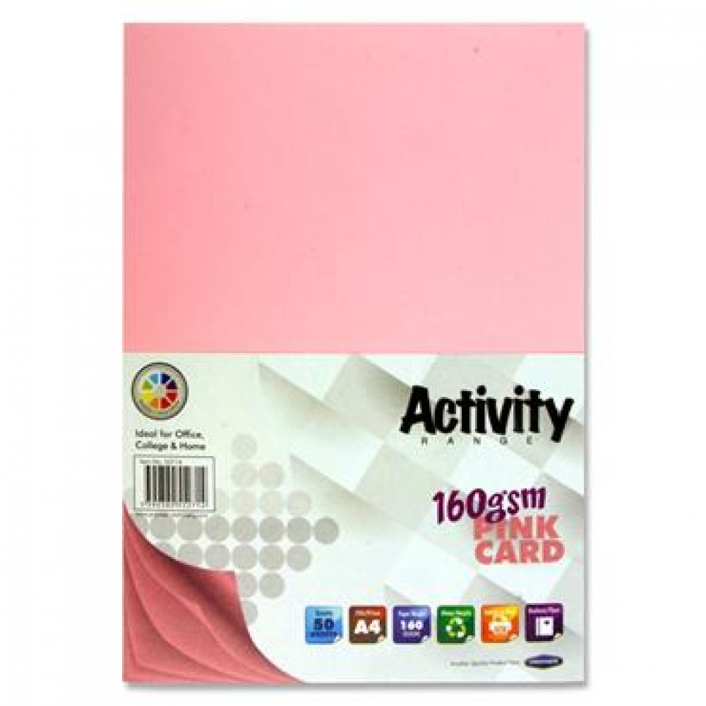 A4 Activity Card Pink 50 Sheets