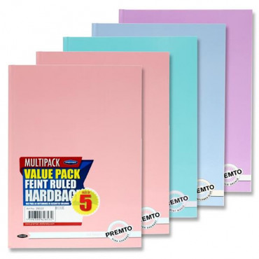 A4 Hardcover Notebook- Pastel Pack of 5