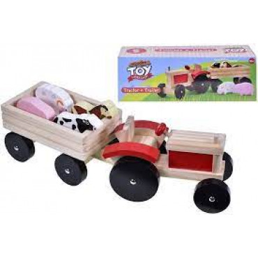 Wooden Tractor & Trailer Playset