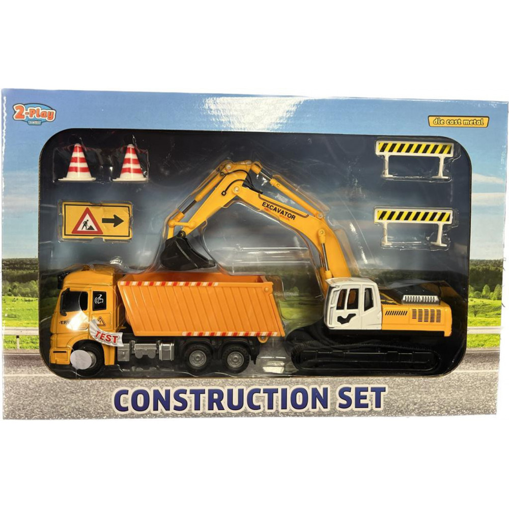 2 PLAY DOE CAST DUMP TRUCK&EXCAVATOR LIGHT&SOUND