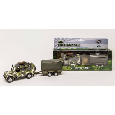 KIDS GLOBE DIE CAST MILITARY LAND ROVER TRAILER BT