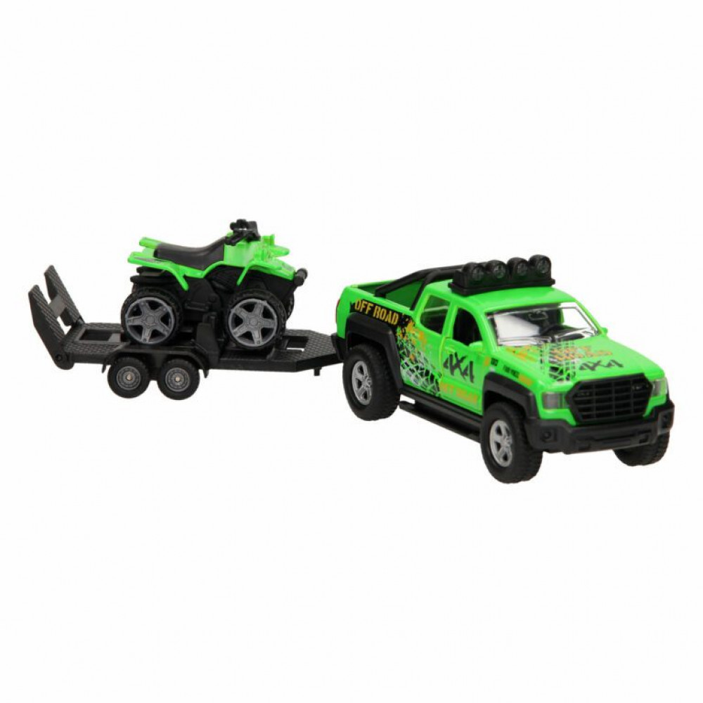 DIE CAST SUV W/TRAILER, QUAD, LIGHT & SOUND