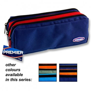 3 Pocket Zip Pencil Case 3 Colour Asst