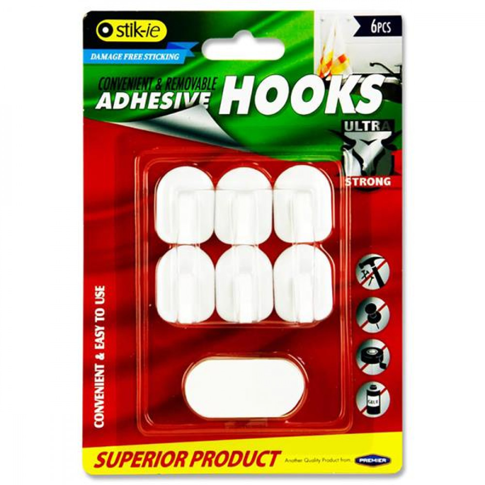 Plastic Hooks Pk6 Removable