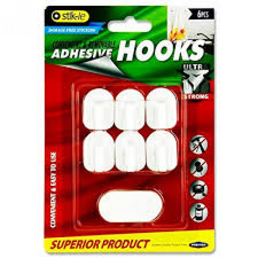 Plastic Hooks Pk3 Removable