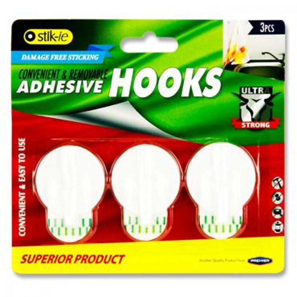 Card 3 Removable Adhesive Plastic Hooks 40X41Mm
