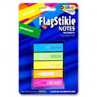 Notes 5x20 Sheets Flag Page Markers - Important/se