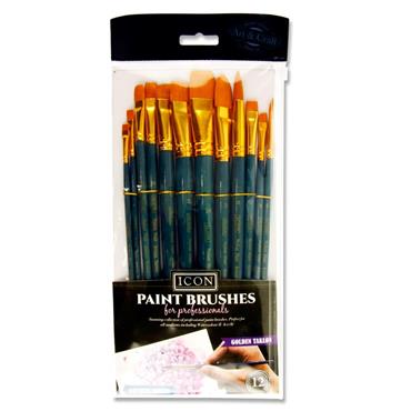 Icon 12Pce Short Handle Brush Set In Wallet - Mede