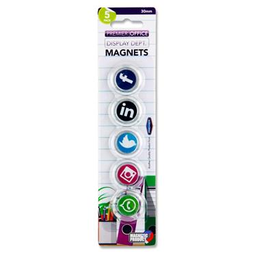 Round Magnets Card 5 Social Media Symbols