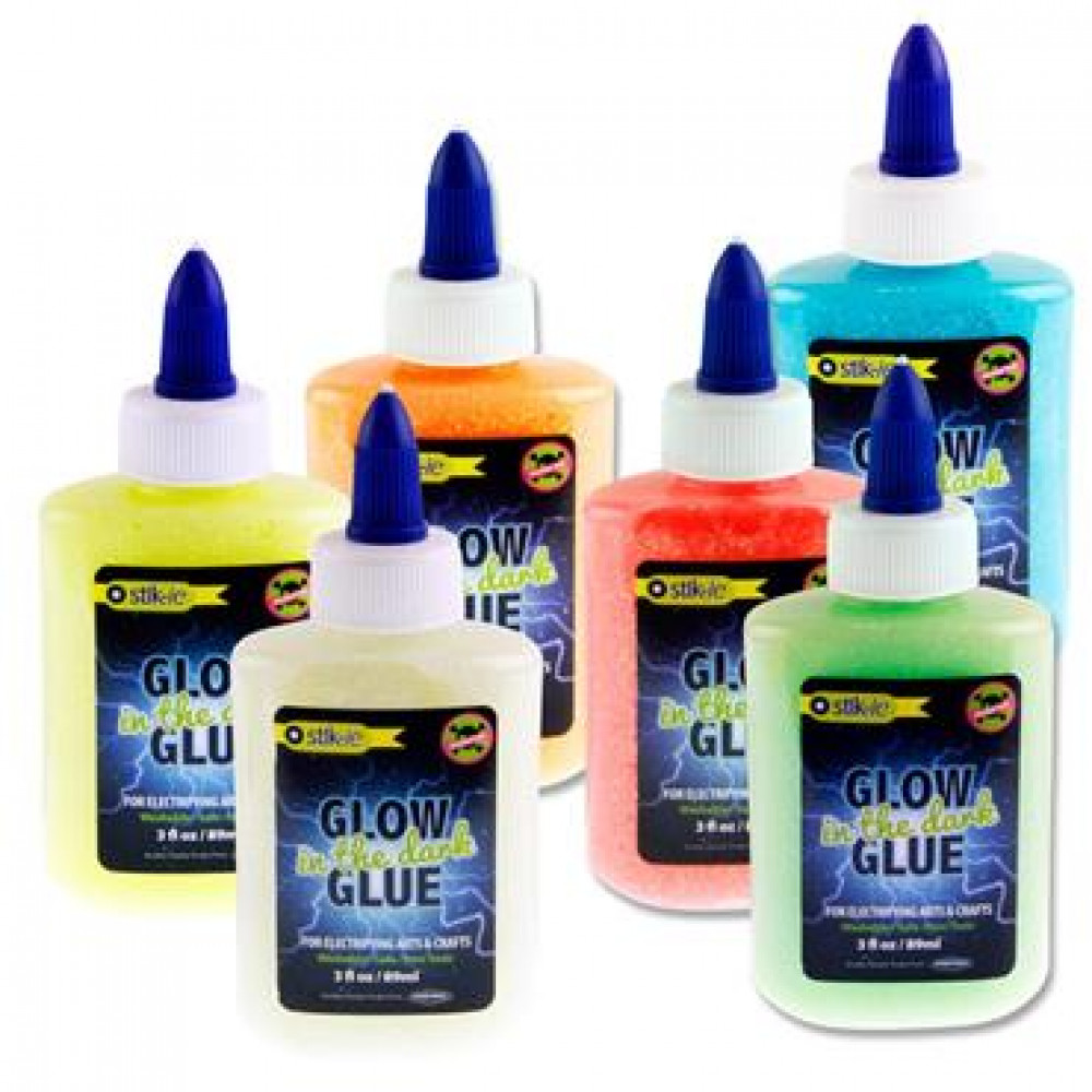 89Ml Glow In The Dark Glitter Glue 6 Asst.