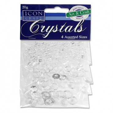 Icon Craft Pkt. 20g 4-12mm Clear Crystals
