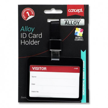Alloy Id Card Holder Clear Clip Landyard Black