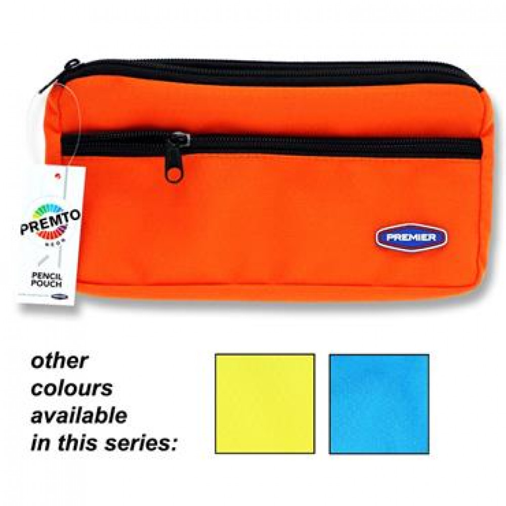 3 Pocket Pencil Case Neon 3 Assorted