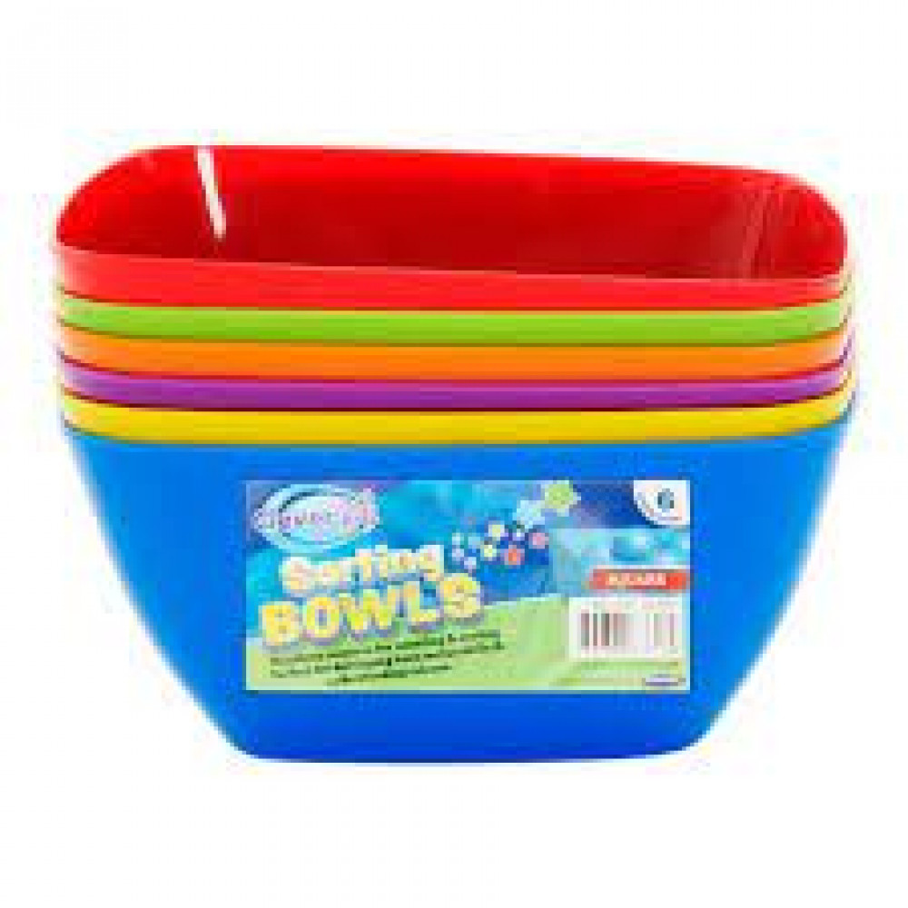 Pkt.6 Sorting Bowls Square - Asst Colours