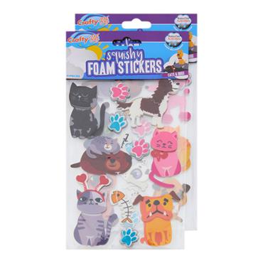 Pkt.11 Squishy Foam Stickers - Cats And Dogs