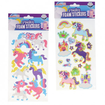 Squishy Unicorn Foam Stickers - 2 Assorted