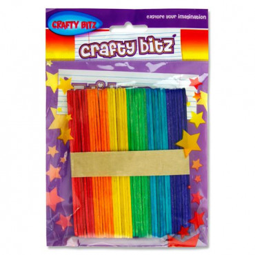 Lollipop Sticks Coloured 42Pk Crafty Bitz