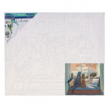 Paint By Numbers Canvas Cats On Sill