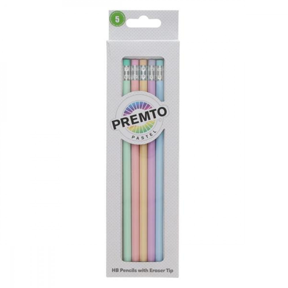 Premto Pastel Pkt.5 Hb Pencils With Eraser Tip