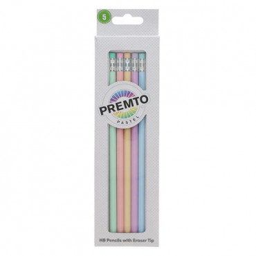 Premto Pastel Pkt.5 Hb Pencils With Eraser Tip