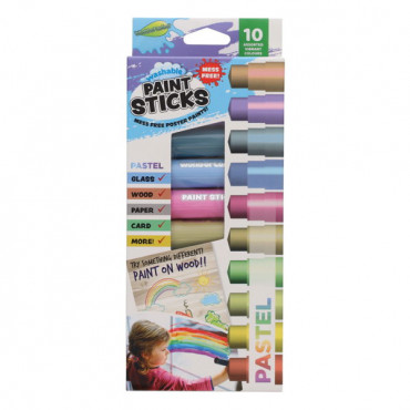 Washable Poster Paint Sticks pk 10 Pastel 10G