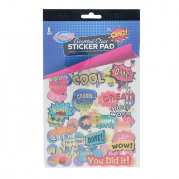 Sticker Pad - OMG 6 Sheets Assorted Clear