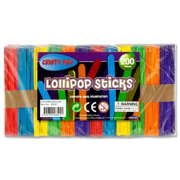 Lollipop Sticks Coloured 200