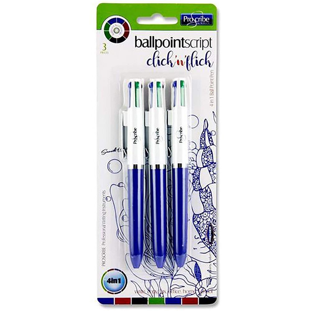 Ballpoint Pens 4In1 Carded Pk3