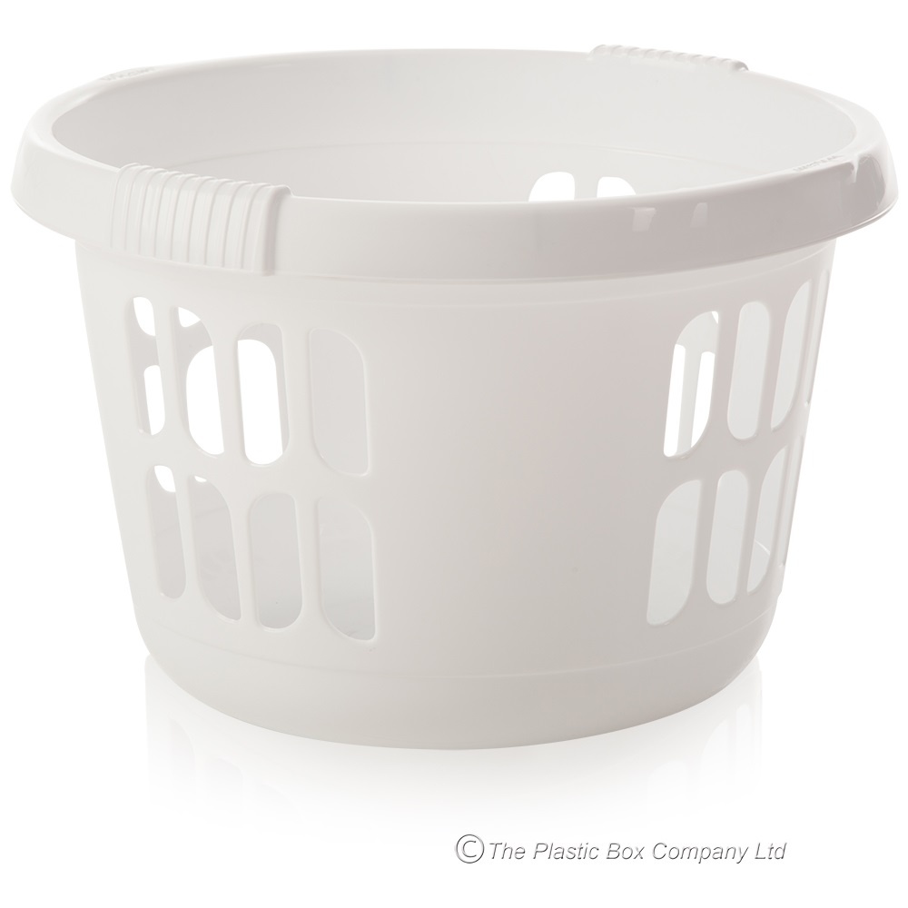 Laundry Basket Round Ice White