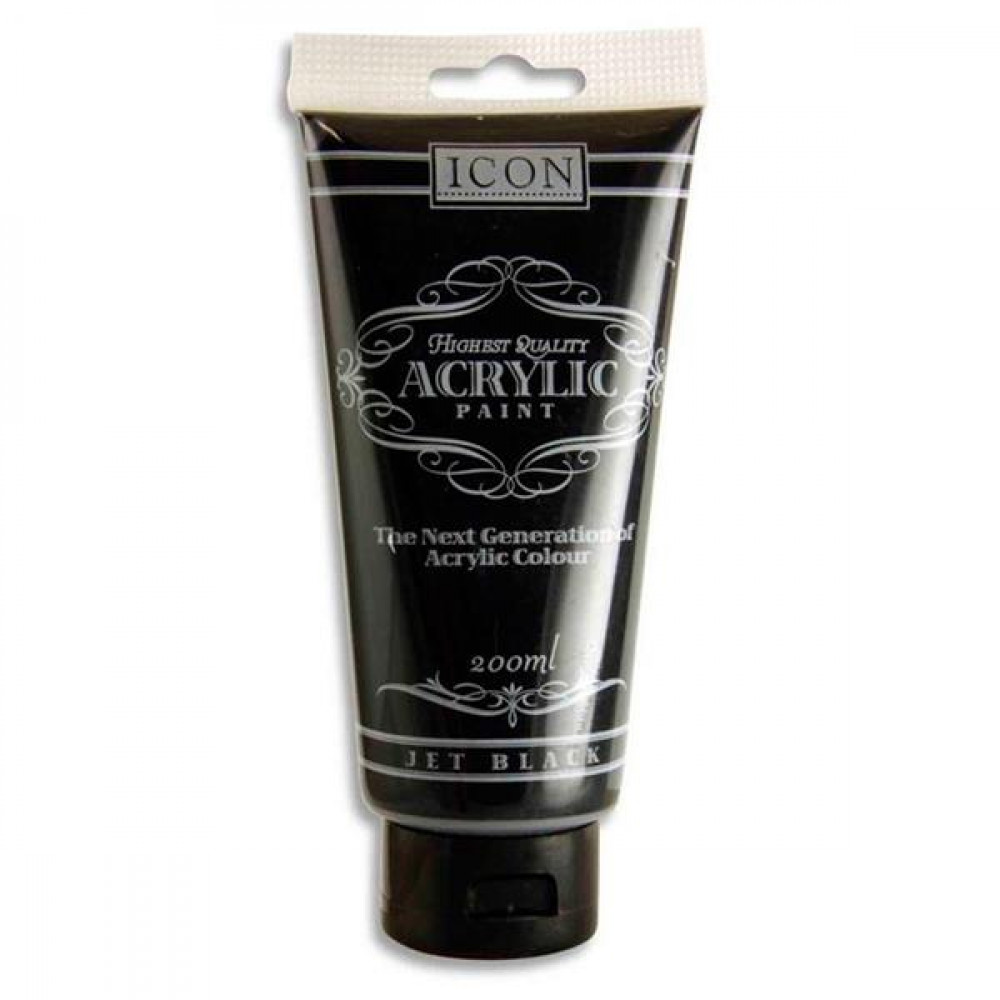 Jet Black Acrylic Paint 200Ml